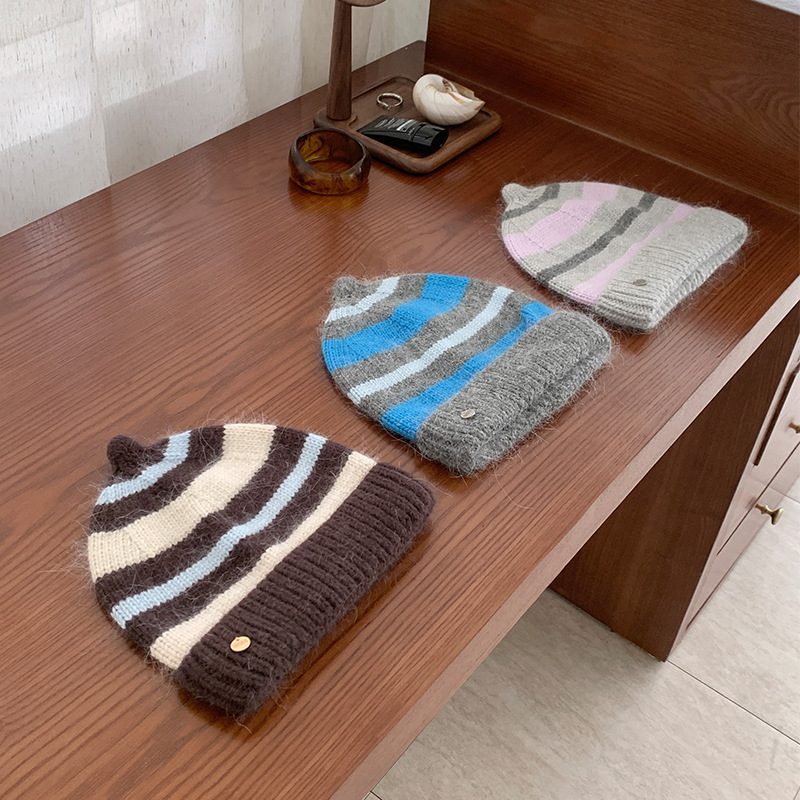 Bonnet en laine mélangée à ray - Beanie Cuffed Knit avis et prix
