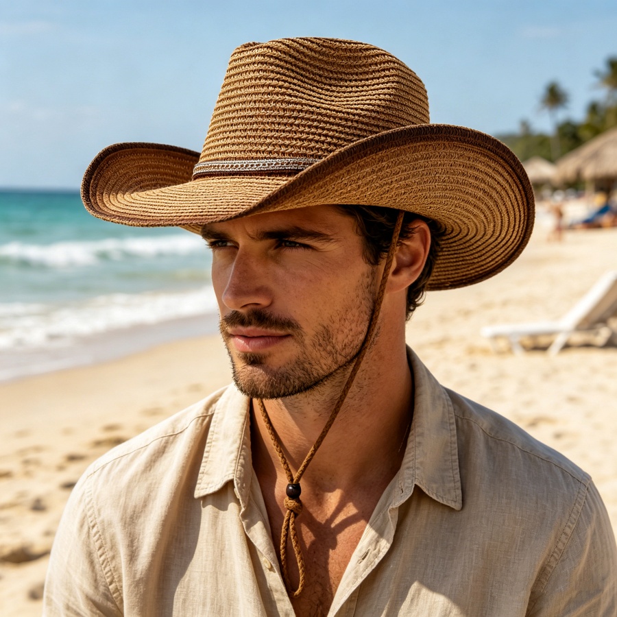 Chapeau de paille dégradé styl - Cowboy Hat Straw avis et prix